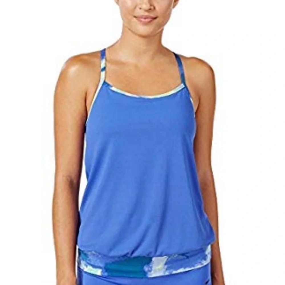 Nike Swim Blue Tankini Bikini Swimsuit Top NWT